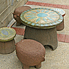Children's Table and Chairs, ceramic