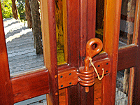 wooden latch on door